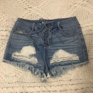 Distressed Denim Shorts